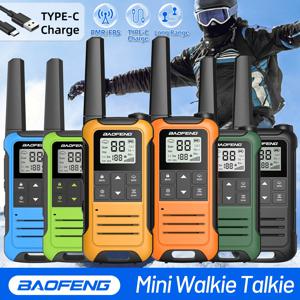 2pcs Baofeng F22 미니 워키 토키 PMR 446MHZ 장거리 NOAA Type-C 충전기 하이킹을위한 휴대용 양방향 햄 라디오