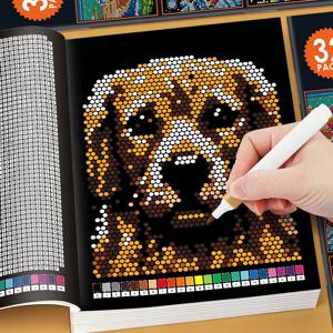 32페이지 미스터리 모자이크 숫자 색칠 공부북 (성인용) 픽셀 아트 스트레스 해소