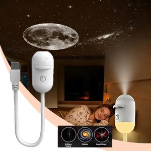 2 in 1 미니 갤럭시 스타 프로젝터 무드등 10가지 필름 별빛 하늘 분위기 조명 침실 장식 어린이 선물