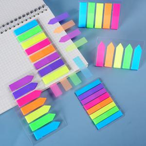 컬러 형광 스티커 메모 세트 메모 패드 북마크 배너 투명 스티커 메모 학교 사무실 문구