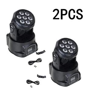 2개 미니 LED 워시 7x12W RGBW 무빙 헤드 조명 4in1 RGBW 디스코 DJ KTV용 12/16DMX 채널 LED 무대 조명 14채널 라이트