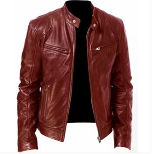 남성용 가죽 재킷 슬림 핏 스탠드 칼라 PU 재킷, 방풍 오토바이 옷깃 대각선 지퍼 재킷, 2023 패션