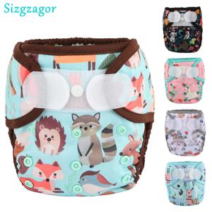 [Sigzagor] 1 OS 원 사이즈 아기 천 기저귀 커버 기저귀 후크 및 루프 더블 거싯 포켓 없음 3-15kg