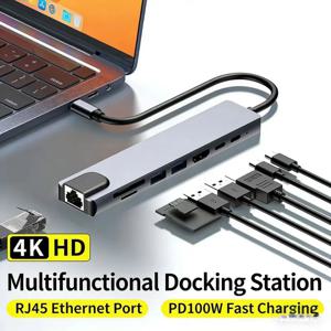 USB C 허브 타입 C 스플리터 썬더볼트 3 도킹 스테이션 노트북 어댑터 맥북 에어 M1 아이패드 프로 RJ45 HDMI