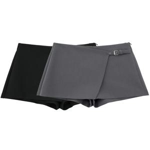 Willshela 여성 패션 솔리드 붕대 사이드 지퍼 미니 스커트 반바지 빈티지 하이 웨스트 여성 세련된 레이디 반바지