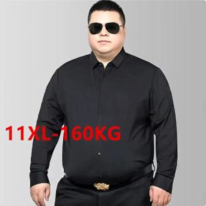 11XL 10XL 9XL 8XL 7XL 슈퍼 사이즈 뉴 슬림 피트 남성 비즈니스 셔츠 가을 긴 소매 캐주얼 사회 블랙 화이트 드레스 셔츠 2024