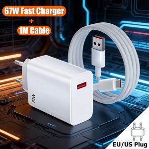 67W USB 고속 충전 벽면 충전기 전원 어댑터 6A 타입 C 케이블 (샤오미 레드미 노트11 휴대폰용) 급속 충전 액세서리