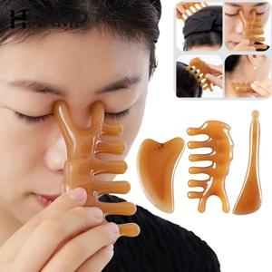 피부 긁기 수지 Guasha 마사지 보드 얼굴 눈 SPA 마사지 플레이트 ​ 목 뒤 몸 다리 손의 경우 혈액 순환을 촉진합니다.