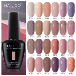 NAILCO 15ml 누드 컬러 네일 젤 폴리쉬 하이브리드 젤 바니쉬 매니큐어 핑크 UV 젤 네일 폴리쉬 겨울 탑 베이스 코트 LED 네일 아트