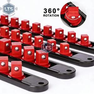 360 °   회전식 ABS 소켓 정리대, 1/4인치, 3/8인치, 1/2인치, 고품질 소켓 클립 레일 홀더, 소켓 정리 도구, 빨간색 및 파란색