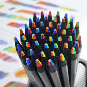 5/10pcs 7 색 카와이 블랙 우드 레인보우 코어 컬러 연필 드로잉 도구 나무 연필 미술 용품 ​​편지지 학교 용품