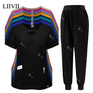 독특한 디자인 여성 스크럽 세트, 병원 상의, 바지, 간호사 액세서리, 치과 진료소, 미용실 작업복