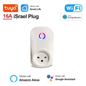 16A 이스라엘 플러그 Tuya 스마트 Wifi 전원 플러그 무선 소켓 콘센트 Alexa Google 홈 어시스턴트 Smart Life APP와 함께 작동