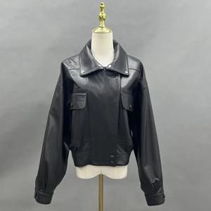 JANEFUR 여성용 정품 가죽 재킷, 모토 펑크 스타일 턴다운 칼라, 가을 겨울 코트, 레이디 아웃웨어 JFB6-24031