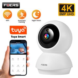 FUERS 4K 8MP WiFi IP 애완 동물 카메라 개 카메라 Tuya 스마트 홈 보안 무선 감시 카메라 베이비 모니터 미니 캠