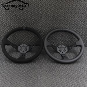 14 인치 350mm 자동차 핸들 스웨이드 가죽/정품 가죽 딥 오목 드리프트 JDM 레이싱 블랙 에디션 2407MOBE125