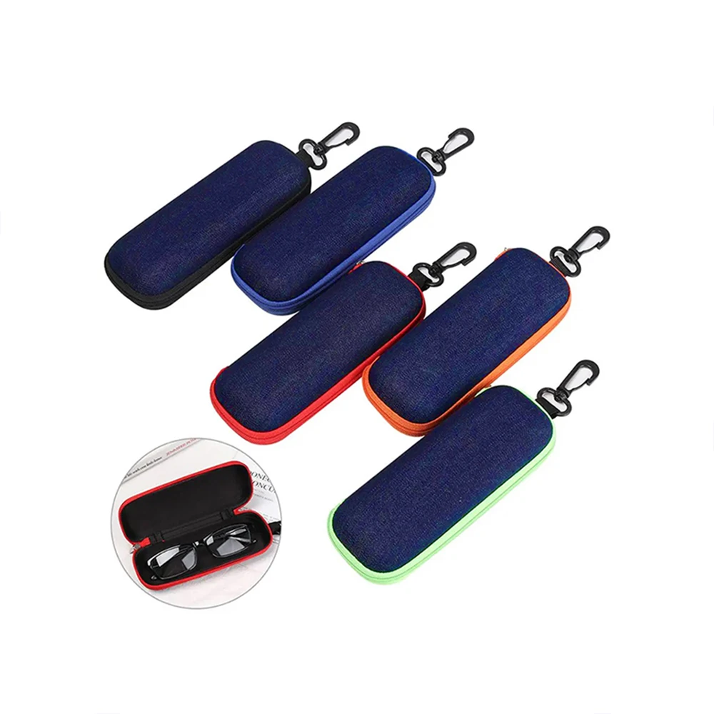 데님 패브릭 안경 케이스 지퍼 선글라스 보호 용기 안경 연필 케이스 독서 안경 상자 주최자 운반 가방