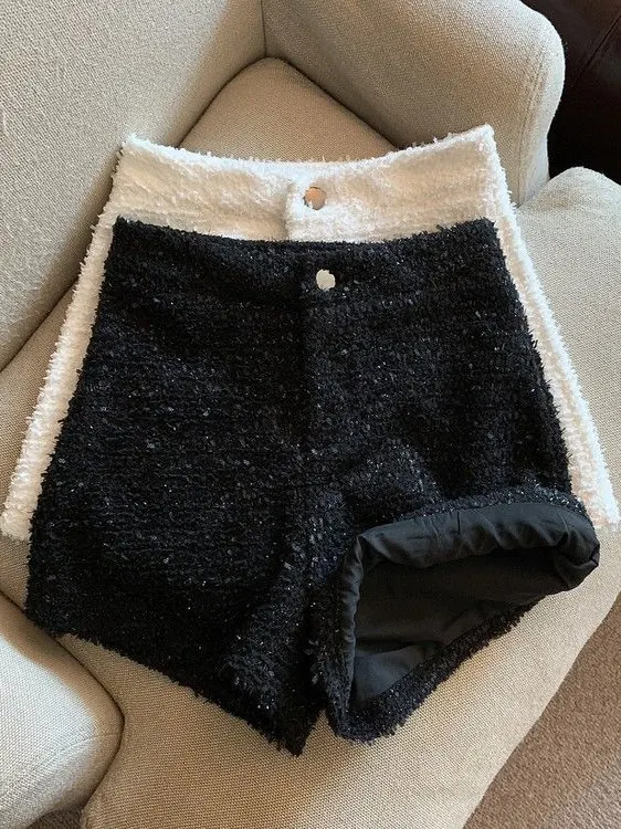 세련된 모직 미니어처 하이 웨이스트 와이드 레그 팬츠 여성 가을 ​​겨울 새로운 스타일 캐주얼 아우터 부츠컷 바지