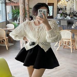 여성용 니트 가디건, 캐주얼 빈티지 겉옷 스웨터, 한국 패션, 할로우 아웃 디자인, 하라주쿠, 젠틀 섹시 여성, 가을
