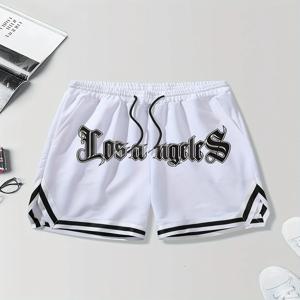 로스 앤젤레스 프린트 남성용 느슨한 대형 Drawstring 캐주얼 미니멀리스트 반바지 남성 바지 캐주얼 반바지 여름 남성 의류 Thi