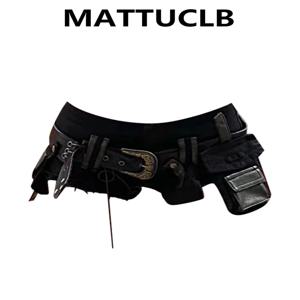 여름 여성 고블린 코어 갸루 코케트 로우라이즈 데님 반바지 벨트 포함 일본 하라주쿠 진 핫팬츠 다크 아카데미아 케이팝 Y2K