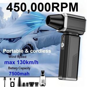 새로운 공기 송풍기 450000RPM 폭력적인 팬 브러시리스 터보 제트 송풍기 강력한 진공 먼지 청소기 Type-C 충전 강한 바람 54 메터/초