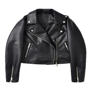Ailegogo 새 봄 가을 모토 바이커 느슨한 검은 가짜 가죽 자켓 streetwear 여성 지퍼 코트 아웃웨어