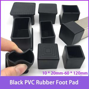 검정색 PVC 소프트 플라스틱 발 패드 10 * 20-60 * 120mm 사각 테이블 의자 발 커버 사각 튜브 플러그 가구 두꺼운 발 패드