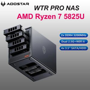 WTR PRO 미니 PC 라이젠 7 5825U, 4베이 NAS, DDR4 16GB, 500GB SSD, 2.5G LAN 게임 컴퓨터, 2.5/3.5인치 HDD 지원