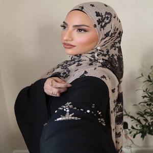 1Pcs 수채화 인쇄 Hijab 여성 보헤미안 소프트 이슬람 라마단 이슬람 Hijabs Foulard Femme 목도리 랩 스카프 Headscarf