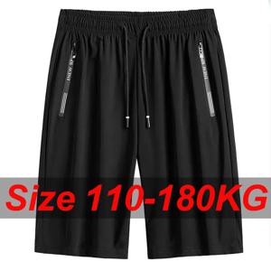 남성 플러스 사이즈 캐주얼 반바지 6XL 7XL 큰 사이즈 짐 반바지 아이스 실크 신축성 여름 비치 반바지 속건 남성 의류 180KG