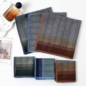 3/6PCS 남성용 면사 염색 대비 색 격자 무늬 손수건 클래식 빈티지 향수 부드럽고 편안한 얇은 43cm