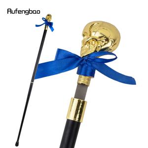 골든 스컬 헤드 보타이 장식 신사 지팡이, 26cm 숨겨진 검이 있는 자기 방어용 지팡이, 크로시어 스틱 93cm