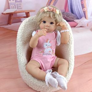 NPK 18인치 신생아 실물같은 인형 소프트 터치 리본 베이비 베티 3D 피부 손 뿌리 머리카락 다층 페인팅 귀여운 장난감
