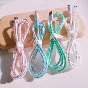 1/2pcs 1.6M 레이저 케이블 보호기 나선형 데이터 케이블 Xiaomi 삼성 아이폰에 대 한 범용 전화 충전기 코드 보호기 슬리브