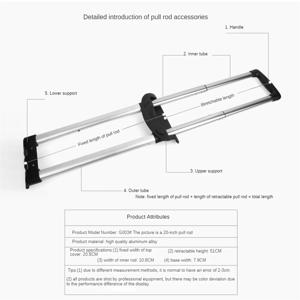 ABQR 51cm 여행용 가방 텔레스코픽 핸들 교체 부품 가방 트롤리 G003 20인치 공구함 트롤리