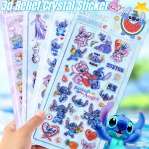 귀여운 애니메이션 디즈니 스티치 겨울왕국 3D 입체 크리스탈 스티커 투명 젤리 크리스탈 장식 스티커 폰 케이스 DIY