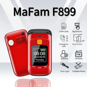 마팜 F899 시니어 플립 듀얼 디스플레이 피처폰 SOS 듀얼심 큰 버튼 다이얼 토치 폴더블 모바일 레트로 스타일 내구성 있는 폰