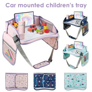 어린이용 카시트 테이블 트레이, 폴리에스터 유아 여행용 랩 데스크 및 정리함, 패딩 처리된 어깨끈 포함, 아기 안전 시트 펜스