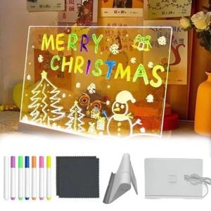 개인 맞춤형 LED 램프 아크릴 메시지 노트 보드 지울 수 있는 USB 어린이 그림판 침실 무드등 생일 어린이 선물