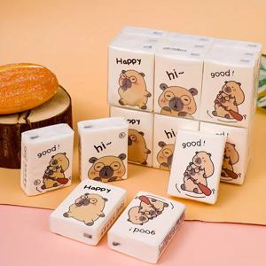 카피바라 티슈 72개/9팩, 휴대용 포켓 티슈, 일상 야외 사용에 편리, 각 팩에 8개씩 들어있습니다.