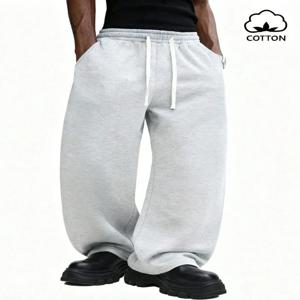 편안한 드로스트링 스웨트팬츠 헤더 조거 캐주얼 라운지 팬츠 편안한 신축성 있는 허리밴드 면 혼방 바지, 남성용 그레이