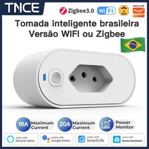 TNCE Tuya 브라질 플러그 16/20A 어댑터, 전력 모니터가 있는 WIFI 또는 zigbee3.0 소켓, 스마트 콘센트 제어, 음성 Google 홈 Alexa