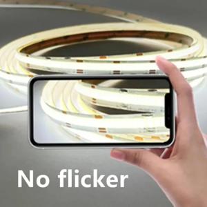DC24V CCT 디밍 가능 COB LED 스트립 8mm/10mm RA98 2700K-6500K 조정 가능한 이중 색상 선형 조명 고CRI 플렉시블 테이프 라이트