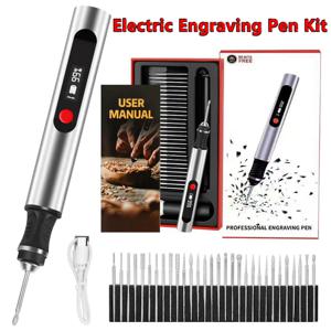 32/37피스 USB 다기능 전기 조각 펜 키트 10W 무선 전기 광택기 미니 조각 펜 금속 유리 네일 옥용