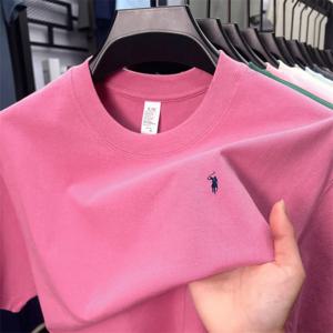 100% 면 통기성 반팔 티셔츠 남성 여름 패션 럭셔리 브랜드 골프 폴 자수 루즈 캐주얼 라운드 넥 탑