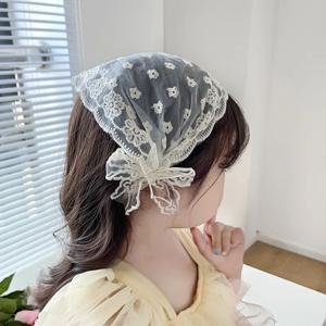 속이 빈 레이스 와이드 버전 아기 헤어밴드 공주 소녀 탄성 헤어밴드 레트로 화이트 플라워 보우 귀여운 헤어밴드 헤어 액세서리