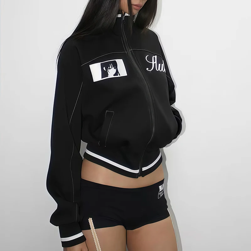 여아용 한국 만화 긴팔 야구 재킷 귀여운 스트리트 재킷 맞춤형 지퍼 가디건 애니메이션 가을용