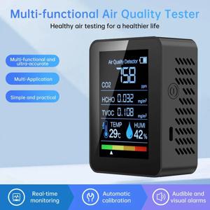 홈피쉬 다기능 5in1 CO2 측정기 디지털 온도 습도 측정기 이산화탄소 TVOC HCHO 감지기