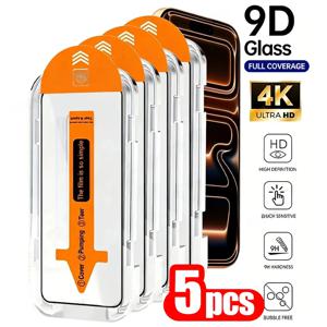 아이폰 17 16 프로 맥스 15 11 13 14 12 XR X Xs 7 8 플러스 SE 6용 5개 스크린 보호필름, 간편 설치 강화유리 필름